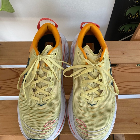 Hoka One One Bondi X Yellow Orange Athletic Running Sneakers Shoes - Picture 4 of 13